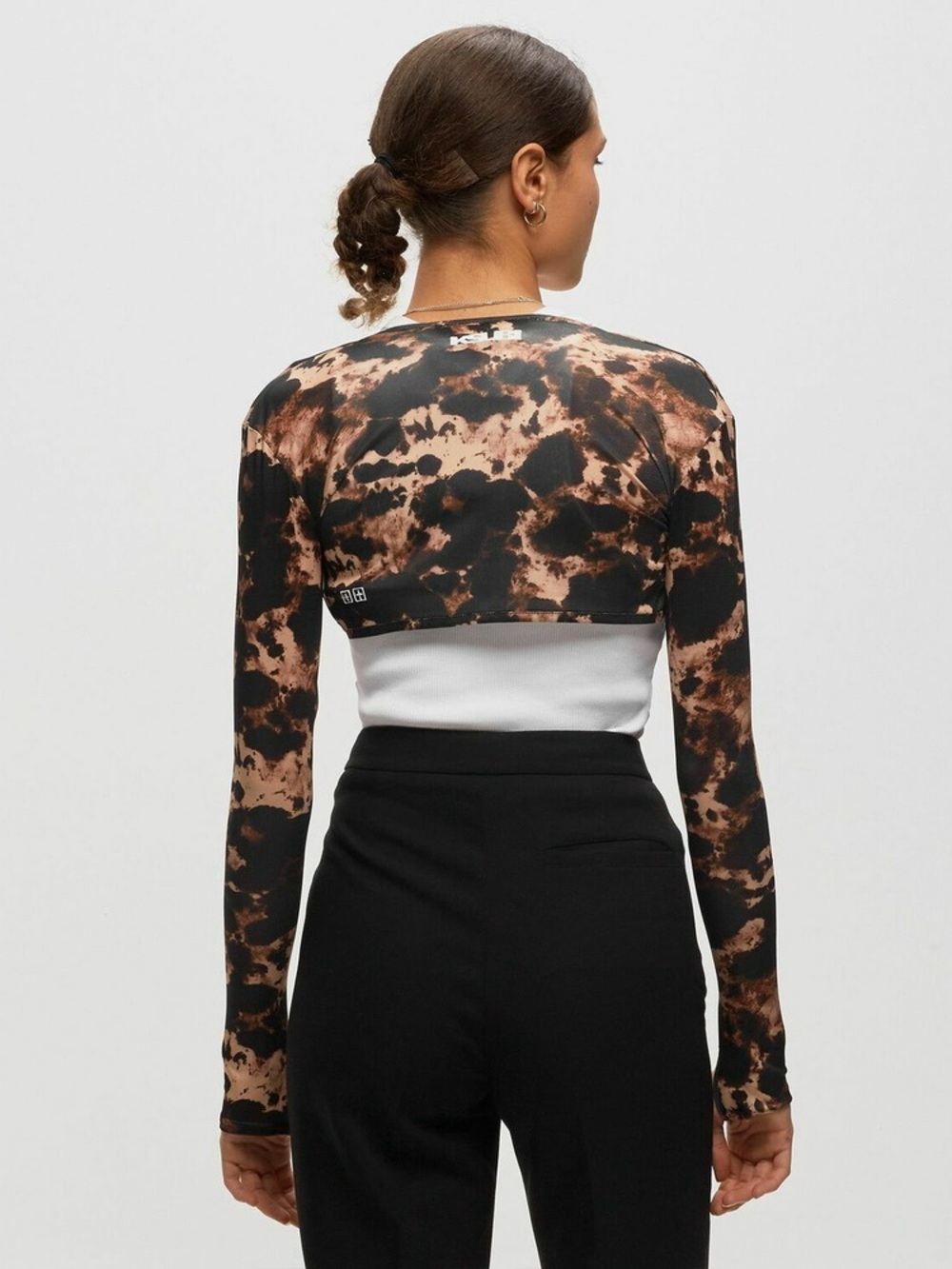 Ksubi Khaos Bolero Mesh Top Womens XS NWT Assorted Abstract Leopard Print Crop